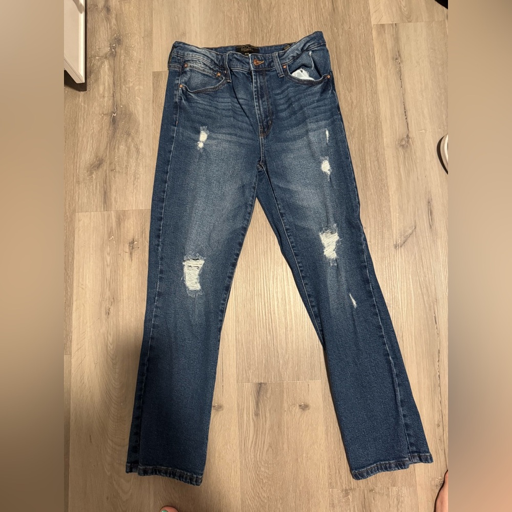 Rachel Dark Blue Distressed Straight Leg Jeans